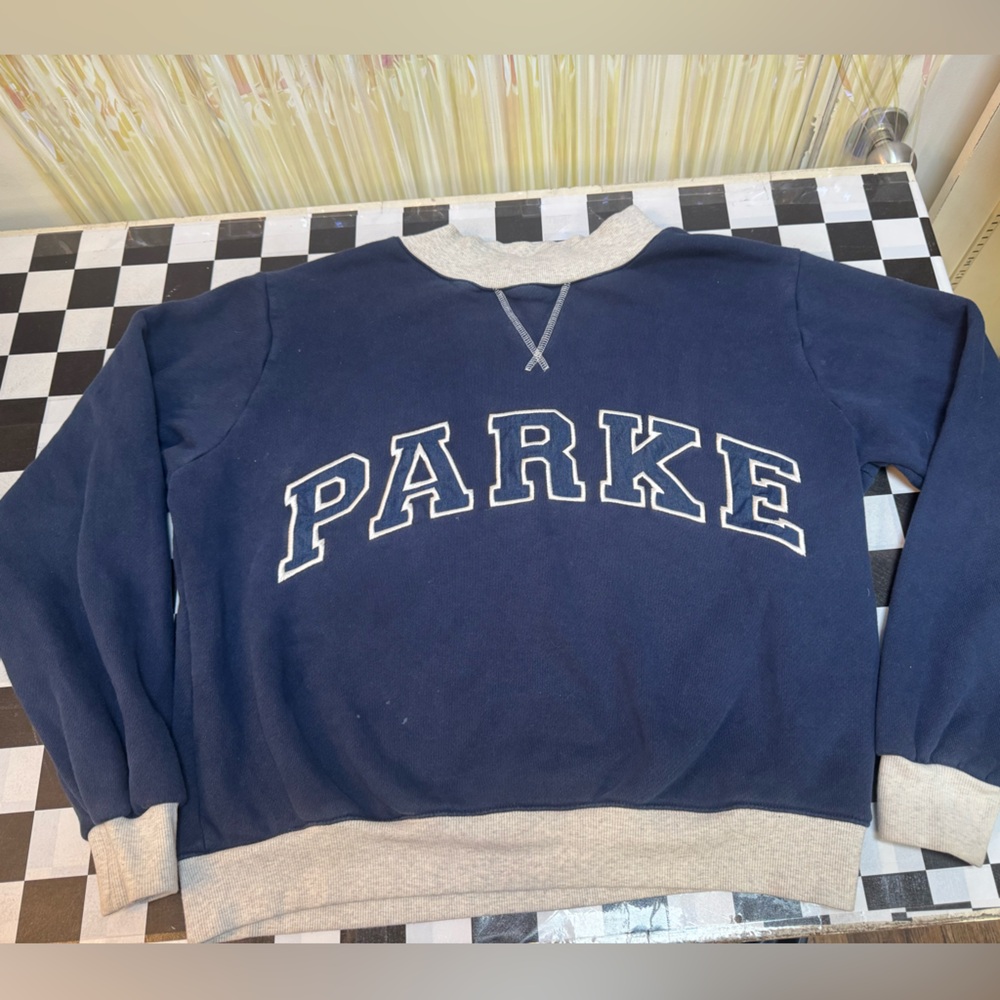 Parke Navy Crewneck Sweatshirt with Logo Tag